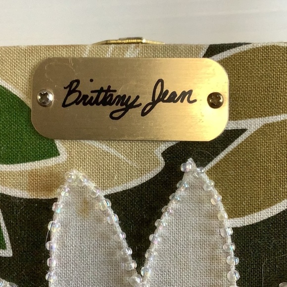 BRITTANY JEAN Y2K Handmade Upcycled Green Gold Floral Cigar Box Purse Retro - Picture 9 of 16